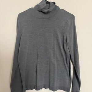 Ann Taylor LOFT Gray Turtleneck Sweater XL Lightweight Knit Long Sleeve